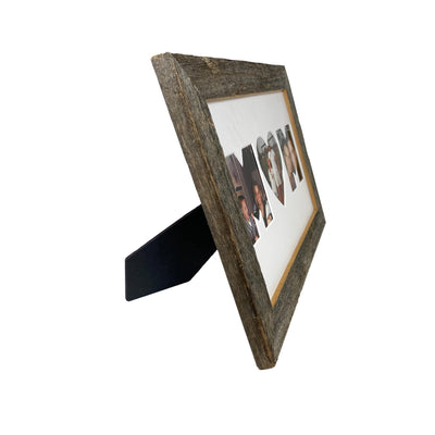 Mom Picture Frame Made from Reclaimed Wood with White Mat with Heart Shaped "O"