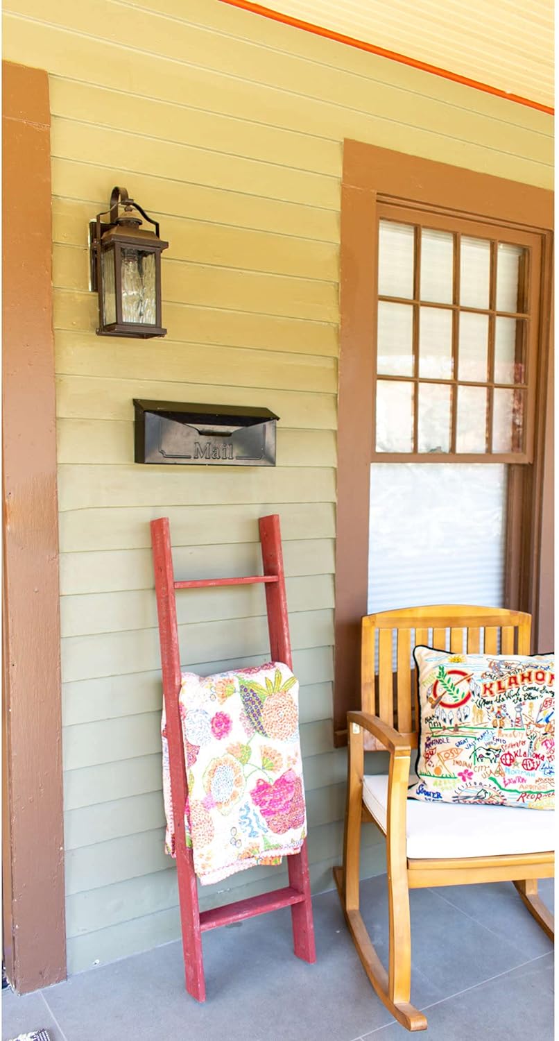 Rustic Farmhouse Throw Blanket Bookcase Ladder