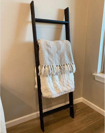 Rustic Farmhouse Throw Blanket Bookcase Ladder