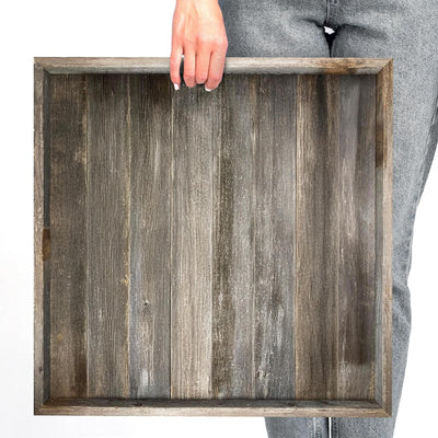 Large Rustic Ottoman Tray with Anti Scratch Felt Pad | 3 Colors | 18in & 24in